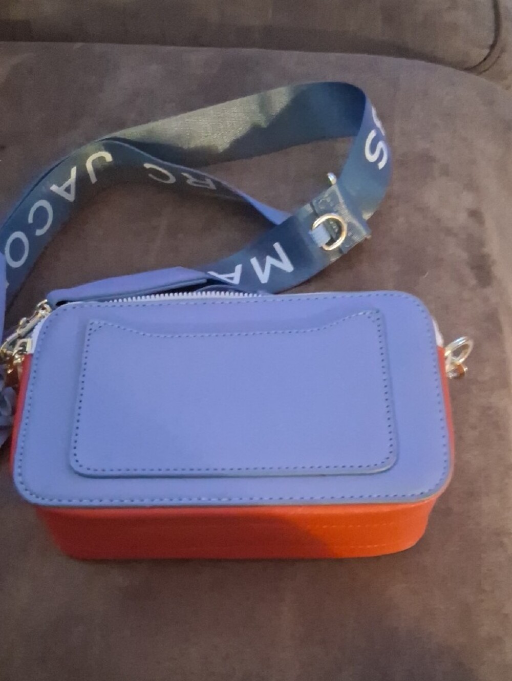 Marc Jacobs Two-Tone Lilac and Orange Snapshot Crossbody with Logo Strap - Picture 2 of 5